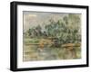 Riverbank, by Paul Cezanne, 1895, French Post-Impressionist painting,-Paul Cezanne-Framed Art Print