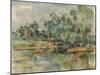 Riverbank, by Paul Cezanne, 1895, French Post-Impressionist painting,-Paul Cezanne-Mounted Art Print