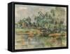 Riverbank, by Paul Cezanne, 1895, French Post-Impressionist painting,-Paul Cezanne-Framed Stretched Canvas