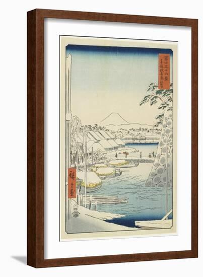 Riverbank of Sukiya in the Eastern Capital, April 1858-Utagawa Hiroshige-Framed Giclee Print