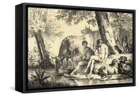 Riverbank Scene-Adriaen van de Velde-Framed Stretched Canvas