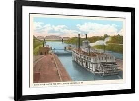 Riverboat in Locks, Louisville, Kentucky-null-Framed Art Print