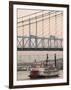 Riverboat on Ohio River and, Roebling Suspension Bridge, Cincinnati, Ohio, USA-Walter Bibikow-Framed Photographic Print