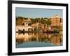 Riverboats, Mississippi River, and Historic Julien Hotel, Dubuque, Iowa-Walter Bibikow-Framed Photographic Print