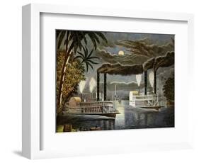 Riverboats on the Mississippi, Ca. 1850S-null-Framed Art Print