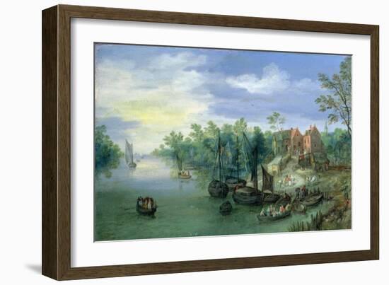 Rivercraft near a Jetty, 1597-Jan the Elder Brueghel-Framed Giclee Print