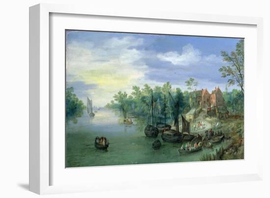 Rivercraft near a Jetty, 1597-Jan the Elder Brueghel-Framed Giclee Print