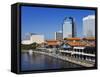 Riverfront and the Jacksonville Landing, Jacksonville, Florida-Richard Cummins-Framed Stretched Canvas