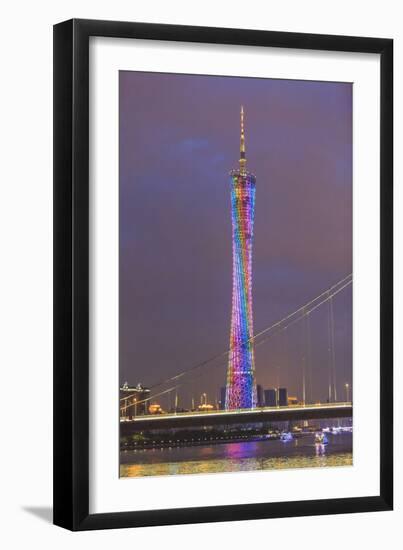 Riverfront View of 600 Meter High Canton Tower, Guangzhou, China-Stuart Westmorland-Framed Premium Photographic Print