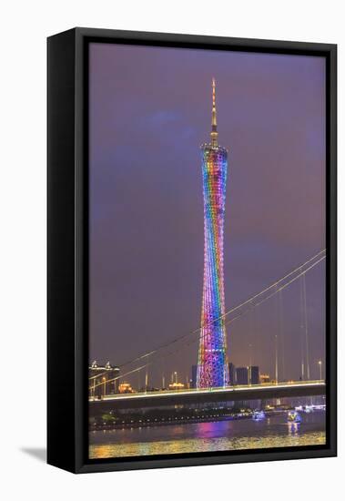 Riverfront View of 600 Meter High Canton Tower, Guangzhou, China-Stuart Westmorland-Framed Stretched Canvas