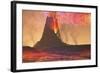 Rivers of Lava Flow from an Old Volcano as it Erupts-null-Framed Art Print