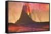 Rivers of Lava Flow from an Old Volcano as it Erupts-null-Framed Stretched Canvas