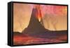 Rivers of Lava Flow from an Old Volcano as it Erupts-null-Framed Stretched Canvas