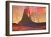 Rivers of Lava Flow from an Old Volcano as it Erupts-null-Framed Art Print