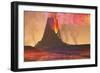 Rivers of Lava Flow from an Old Volcano as it Erupts-null-Framed Art Print