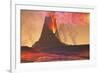 Rivers of Lava Flow from an Old Volcano as it Erupts-null-Framed Art Print