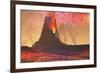 Rivers of Lava Flow from an Old Volcano as it Erupts-null-Framed Art Print