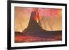 Rivers of Lava Flow from an Old Volcano as it Erupts-null-Framed Art Print