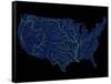 Rivers Of The Us In Blue And Green-Grasshopper Geography-Framed Stretched Canvas