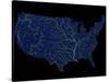 Rivers Of The Us In Blue And Green-Grasshopper Geography-Stretched Canvas