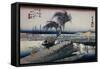 Riverscene-Ando Hiroshige-Framed Stretched Canvas