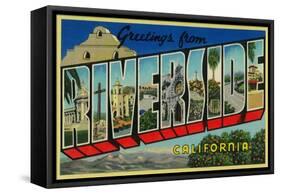 Riverside, California - Large Letter Scenes-Lantern Press-Framed Stretched Canvas