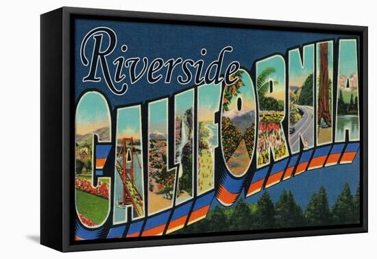 Riverside, California - Large Letter Scenes-Lantern Press-Framed Stretched Canvas
