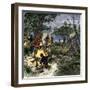 Riverside Camp of Voyageurs, or French Fur Traders-null-Framed Giclee Print