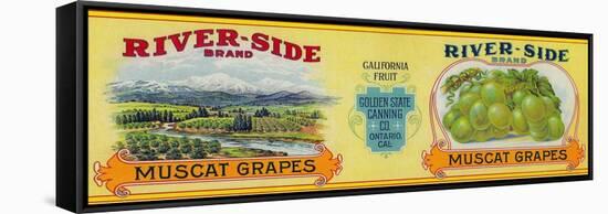 Riverside Grape Label - Ontario, CA-Lantern Press-Framed Stretched Canvas