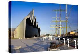 Riverside Museum and docked ship The Glenlee, River Clyde, Glasgow, Scotland, United Kingdom, Europ-John Guidi-Stretched Canvas