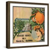 Riverside Oranges - Riverside, California - Citrus Crate Label-Lantern Press-Framed Art Print