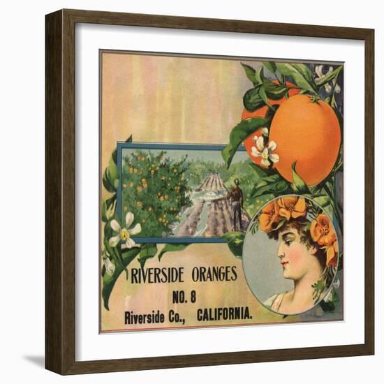 Riverside Oranges - Riverside, California - Citrus Crate Label-Lantern Press-Framed Art Print