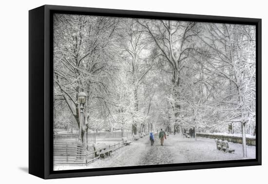Riverside Park snow walk-Robert Goldwitz-Framed Stretched Canvas