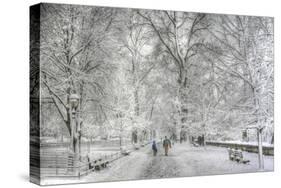 Riverside Park snow walk-Robert Goldwitz-Stretched Canvas