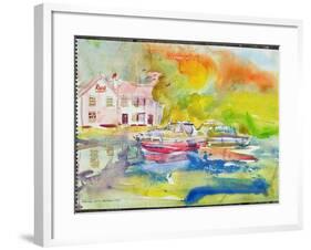 Riverside Pub with Boats-Brenda Brin Booker-Framed Giclee Print