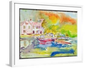 Riverside Pub with Boats-Brenda Brin Booker-Framed Giclee Print