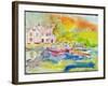 Riverside Pub with Boats-Brenda Brin Booker-Framed Giclee Print