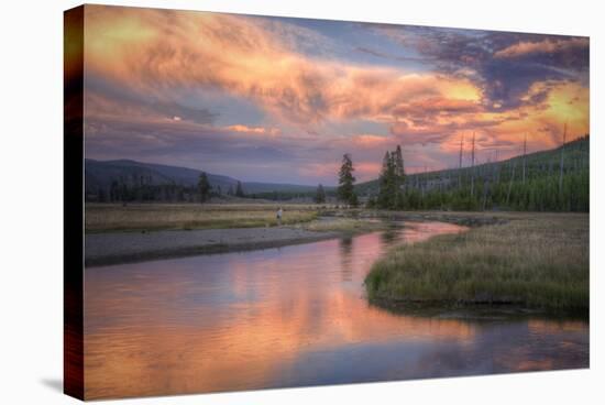 Riverside Sunset and Magical Clouds Yellowstone-Vincent James-Stretched Canvas