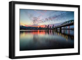 Riverside Sunset, Hawthorne Bridge, Eastbank Esplande, Portland Oregon-Vincent James-Framed Photographic Print