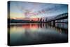 Riverside Sunset, Hawthorne Bridge, Eastbank Esplande, Portland Oregon-Vincent James-Stretched Canvas