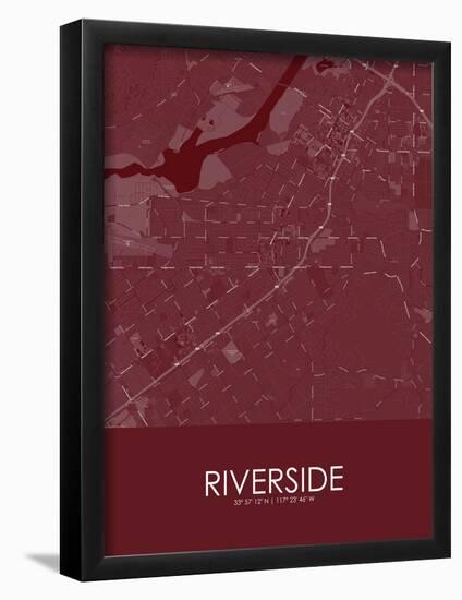 Riverside, United States of America Red Map-null-Framed Poster