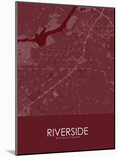 Riverside, United States of America Red Map-null-Mounted Poster