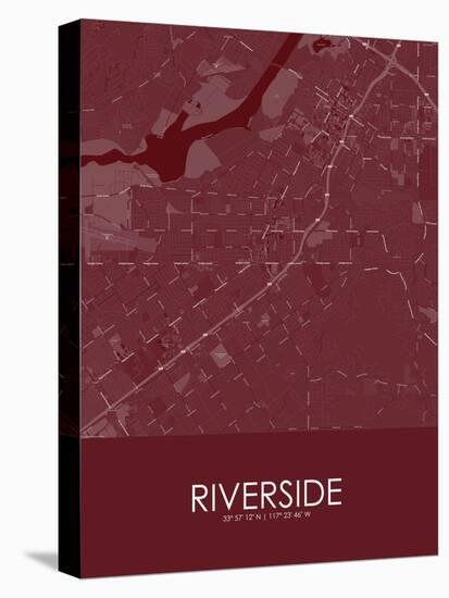 Riverside, United States of America Red Map-null-Stretched Canvas