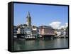 Riverside View of the Old Town, Zurich, Switzerland, Europe-Richardson Peter-Framed Stretched Canvas