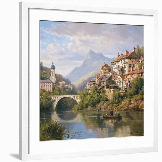 Riverside Village II-Charles Kuwasseg-Framed Art Print