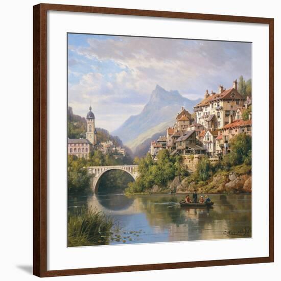 Riverside Village II-Charles Kuwasseg-Framed Art Print