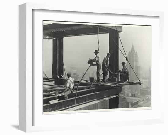 Riveters Attaching a Beam, Empire State Building, 1931 (Gelatin Silver Print)-Lewis Wickes Hine-Framed Giclee Print