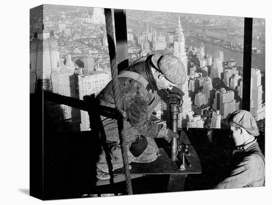 Riveters on the Empire State Building, 1930-31 (gelatin silver print)-Lewis Wickes Hine-Stretched Canvas