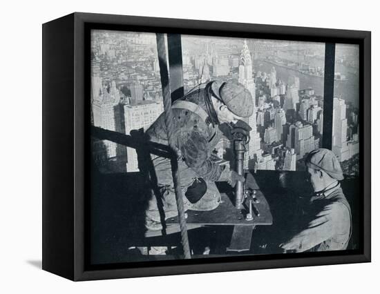 'Rivetting the last bolts on The Morning Mast of the Empire State building', c1931-Lewis Wickes Hine-Framed Stretched Canvas