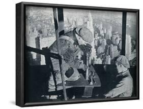 'Rivetting the last bolts on The Morning Mast of the Empire State building', c1931-Lewis Wickes Hine-Framed Photographic Print